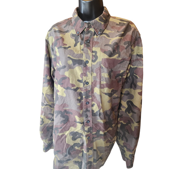 GAP Modern Oxford Shirt Womens XL Camo Long Sleeve Tapered Fit Camouflage Button - Picture 4 of 10